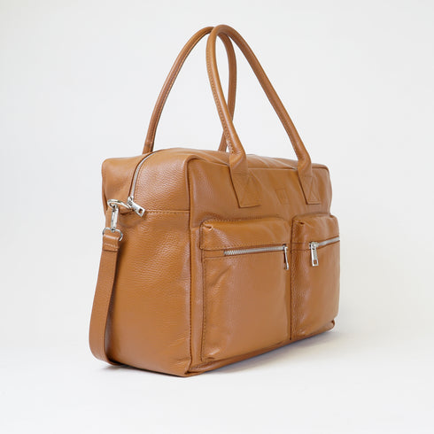 Bolso de viaje de piel con bandolera ajustable para hombre camel Rayan