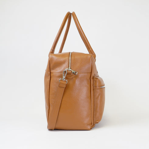 Bolso de viaje de piel con bandolera ajustable para hombre camel Rayan