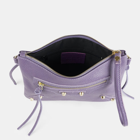 Bolso bandolera de piel lila Tamara