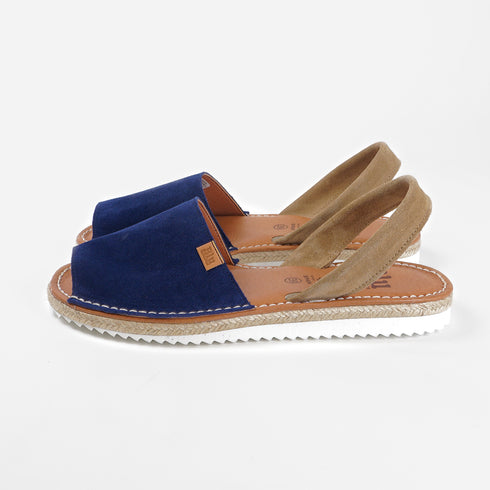 Menorquina de mujer de piel Alba (Navy/Beige)