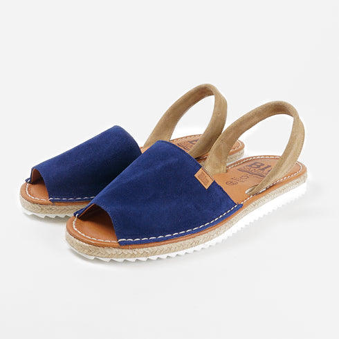 Menorquina de mujer de piel Alba (Navy/Beige)