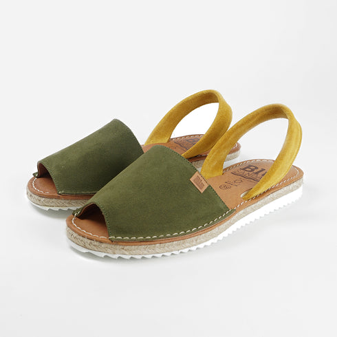 Menorquina de mujer de piel Alba (Verde/mostaza)