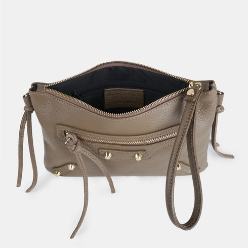 Bolso bandolera de piel khaki Tamara