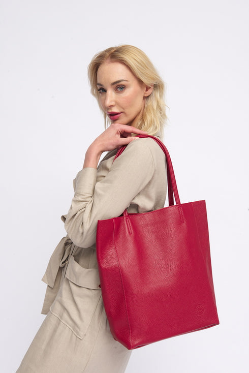 Bolso shopper para mujer de piel para personalizar rojo Amy