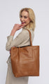 Bolso shopper para mujer de piel para personalizar marrón Amy