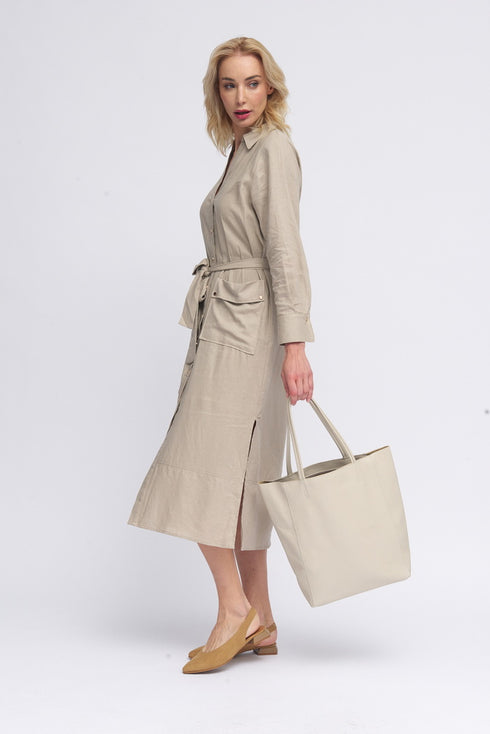 Bolso shopper para mujer de piel para personalizar beige Amy