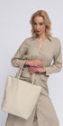 Bolso shopper para mujer de piel para personalizar beige Amy