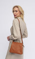 Bolso bandolera para mujer con tres compartimentos marrón Noelia