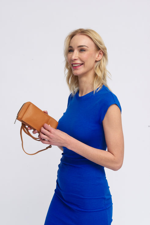 Bolsos para móvil y cartera de piel marrón Cira