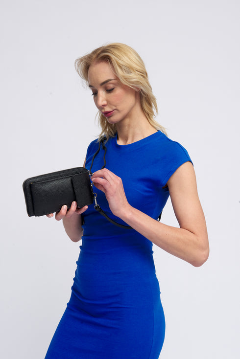 Bolso de móvil y cartera de piel negro Cira