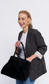 Bolso shopper de piel serraje extensible y personalizable negro Aurora
