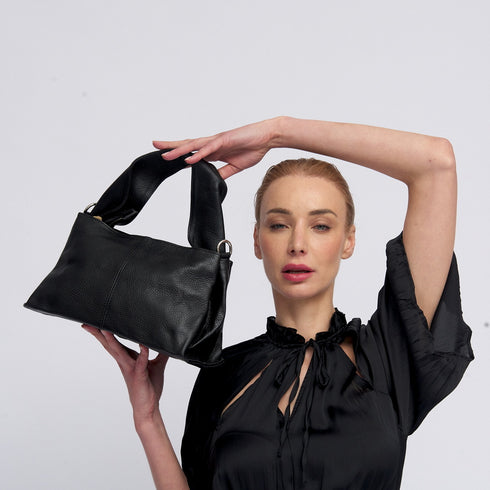Bolso de mano mujer de piel negro Areca