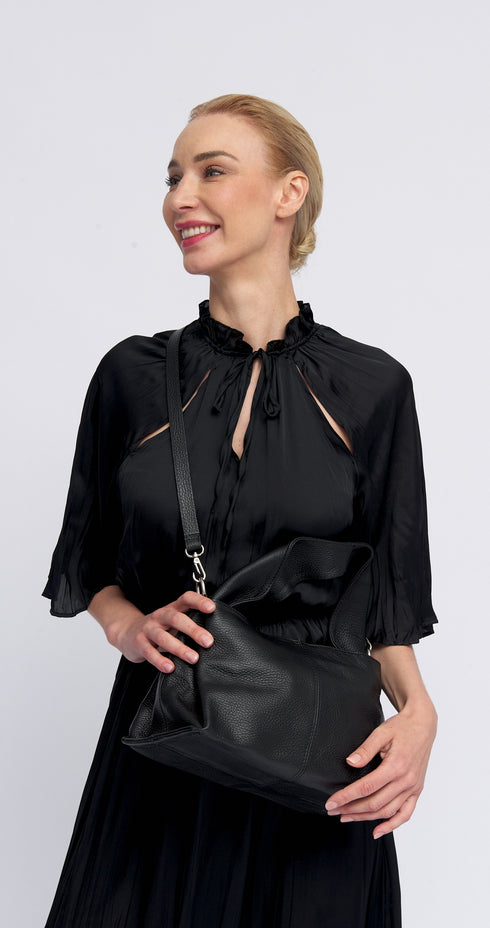 Bolso de mano mujer de piel negro Areca