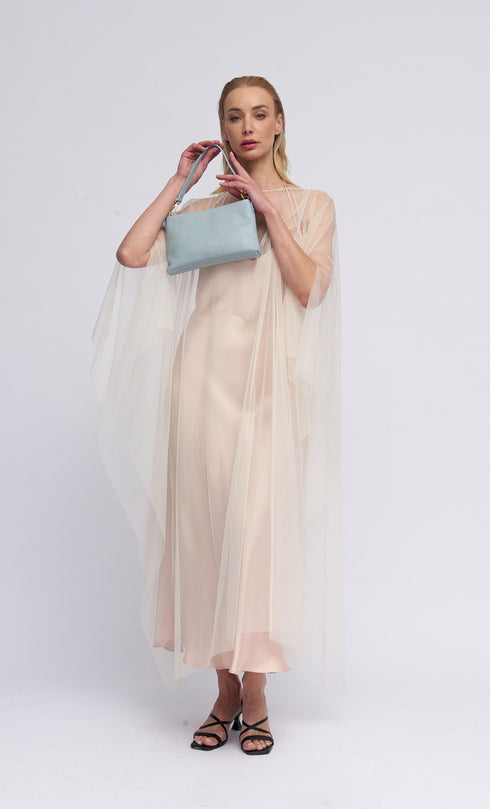 Bolso de mano y bandolera de piel para mujer azul celeste Ariadna