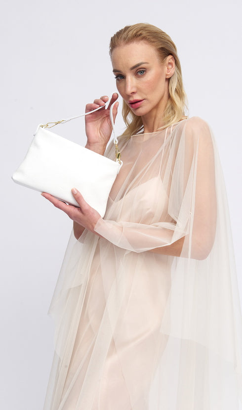 Bolso de mano y bandolera de piel para mujer blanco Ariadna