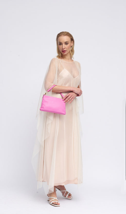 Bolso de mano y bandolera de piel para mujer rosa Ariadna