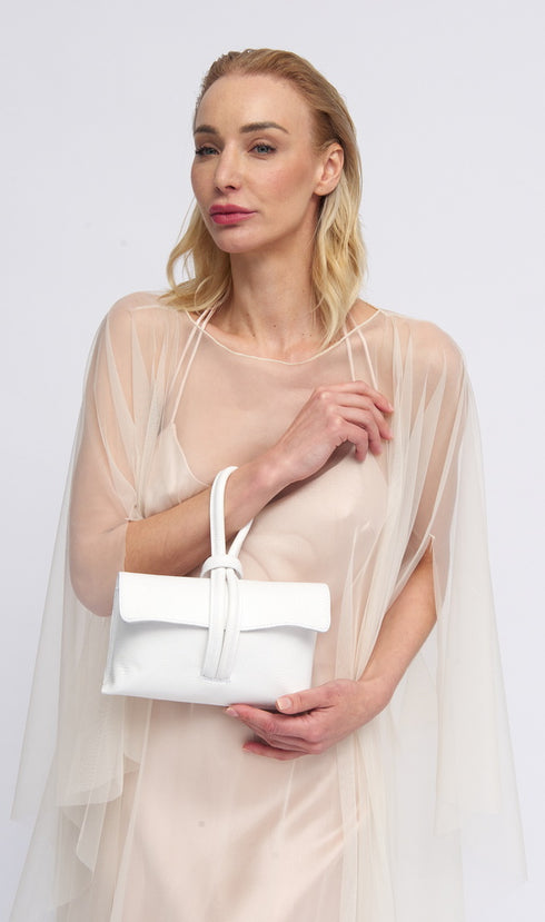 Bolso de mano y bandolera de piel para mujer blanco Mónica