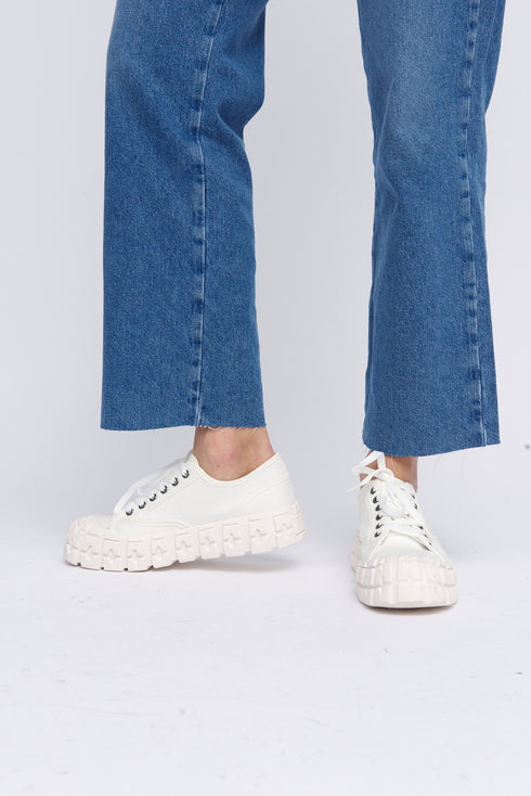 Zapatillas deportivas para mujer de lona con suela gorda blanco Mamba