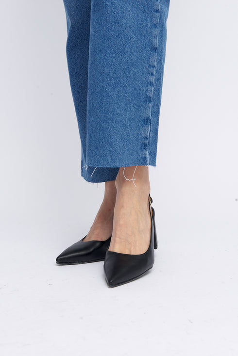 Zapatos con tacón para mujer de piel negro Mary