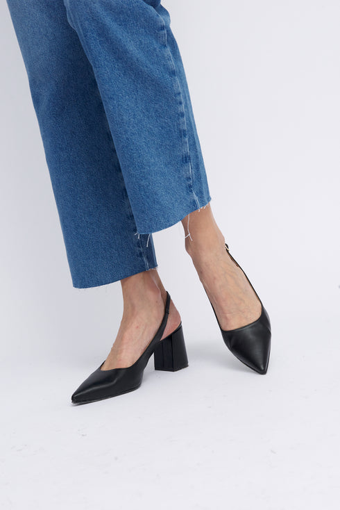 Zapatos con tacón para mujer de piel negro Mary