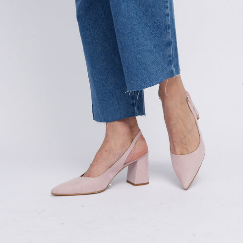 Zapatos con tacón para mujer de ante rosa Mary