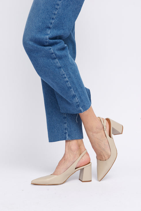 Zapatos con tacón para mujer de piel beige Mary