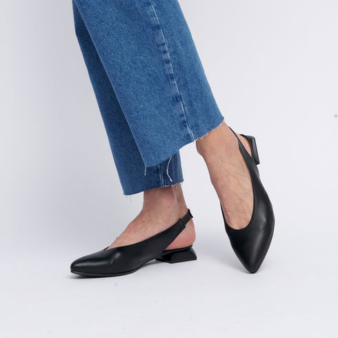 Zapatos planos de piel para mujer negro Beatriz