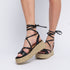 Sandalias de tiras de esparto con plataforma negro Helena