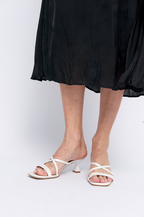 Sandalias con tiras tacón blanco Penélope