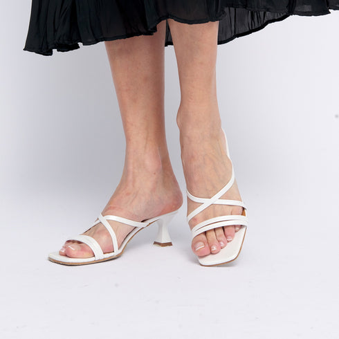 Sandalias con tiras tacón blanco Penélope