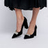 Zapatos con tacón de ante con piedras glamourosas negro Brigitte