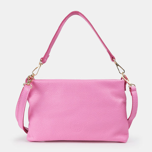 Bolso de mano y bandolera de piel para mujer rosa Ariadna