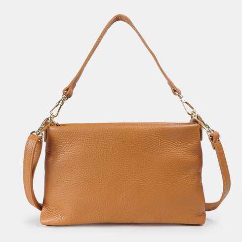 Bolso de mano y bandolera de piel para mujer marrón Ariadna