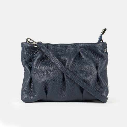 Bolso de bandolera de piel arrugada azul marino Cecilia S