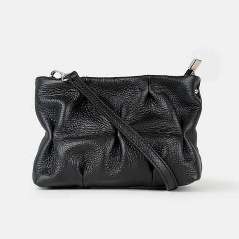 Bolso de bandolera de piel arrugada negro Cecilia S