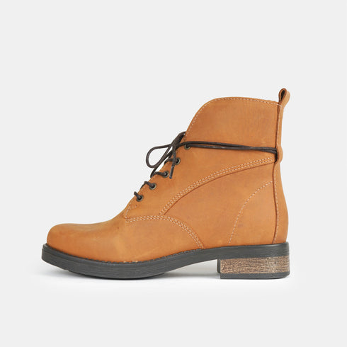 Botines de piel con cordones mujer marrón Maira