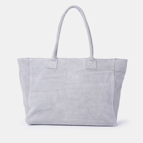 Bolso shopper de piel serraje gris Aurora