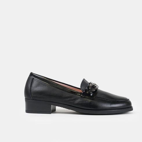 Mocasines de piel para mujer napa negro Plath