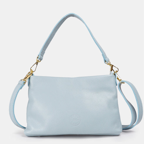 Bolso de mano y bandolera de piel para mujer azul celeste Ariadna