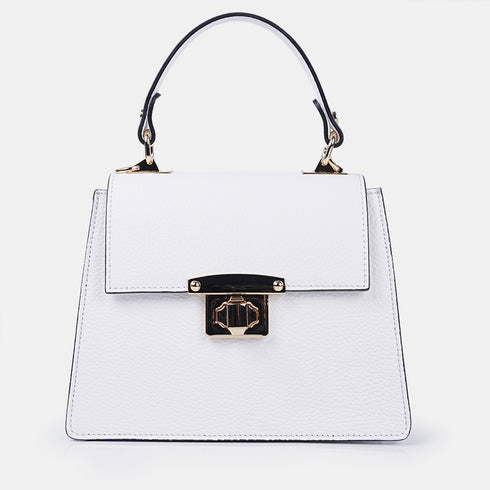 Bolso de con cadena para mujer con asa de mano con solapa blanco Claudia