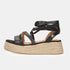 Sandalias de tiras de esparto con plataforma negro Helena