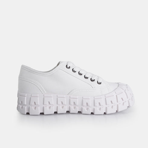 Zapatillas deportivas para mujer de lona con suela gorda blanco Mamba