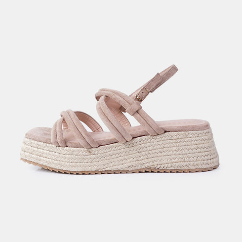 Sandalias de esparto con plataforma beige Niko