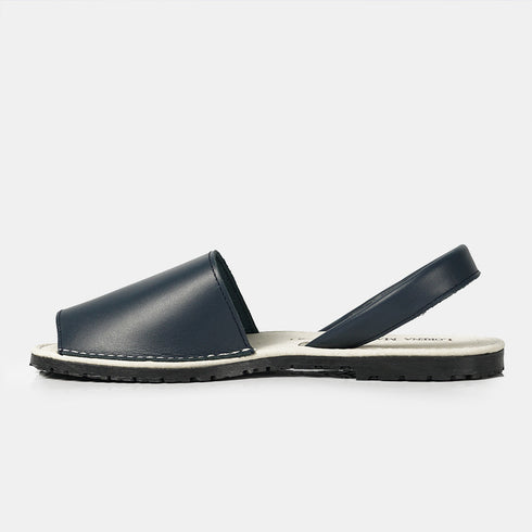 Menorquinas de piel para mujer azul marino Adara