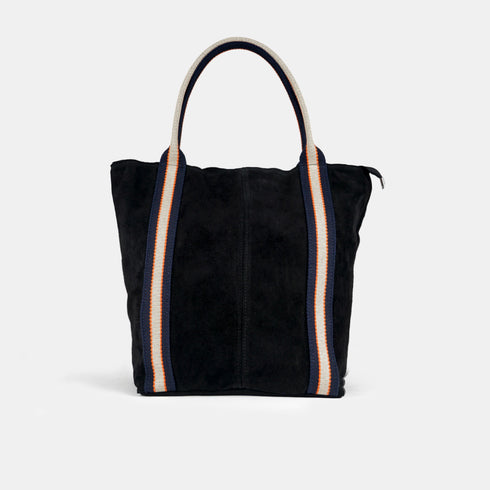 Bolso tote de piel serraje para mujer negro Sarah