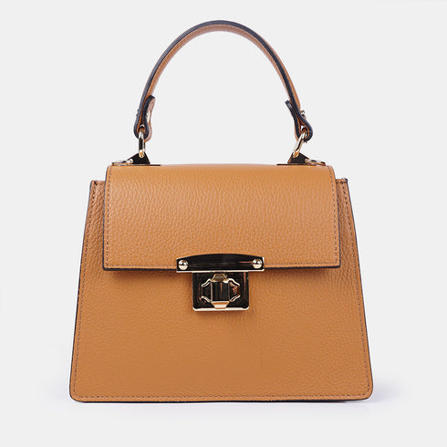 Bolso de con cadena para mujer con asa de mano con solapa marrón Claudia