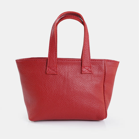 Bandolera para mujer de piel con asa de mano rojo Helia