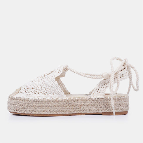 Sandalias de esparto mujer con plataforma beige Rocío