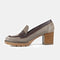 Mocasines de piel con tacón para mujer taupe Raina