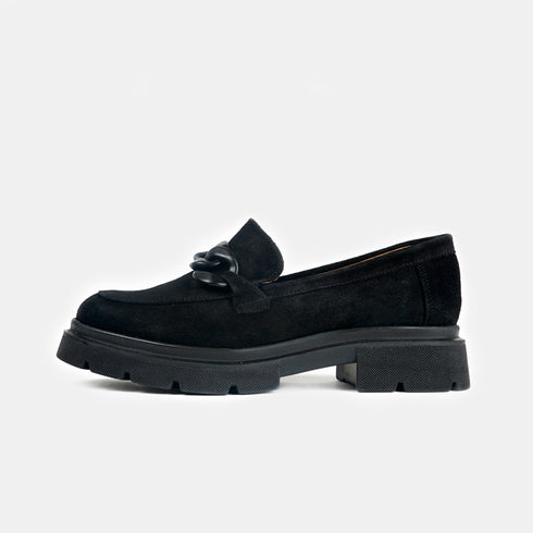 Mocasines de piel con plataforma negro Abril